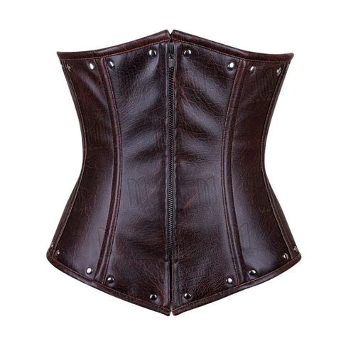 Chic and Structured Faux Leather Underbust Corset with Zipper in Two-Tone Design image 0