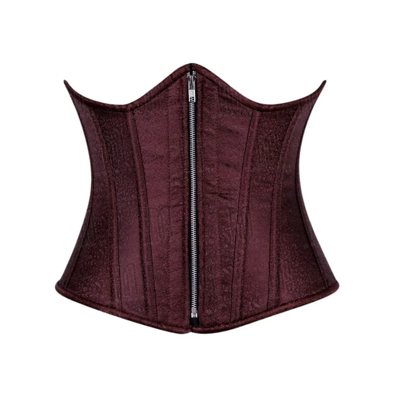 3 Layer Underbust Corset in High-Quality Brocade Fabric with YKK Silver Zipper image 6