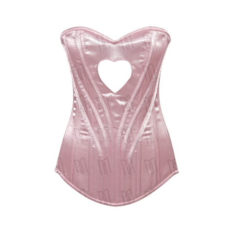 Elegant 3-Layer Satin Heart Shape Overbust Corset with Spiral Steel Boning and Silver Zipper image 14