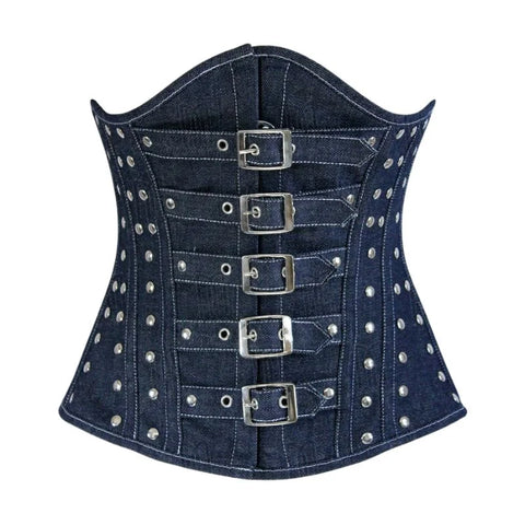 The 3 Layer Denim Under bust Corset with Buckle Straps image 2