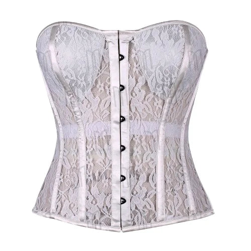 Sheer Lace Overbust Corset with Satin Fabric for a Refined Silhouette image 10