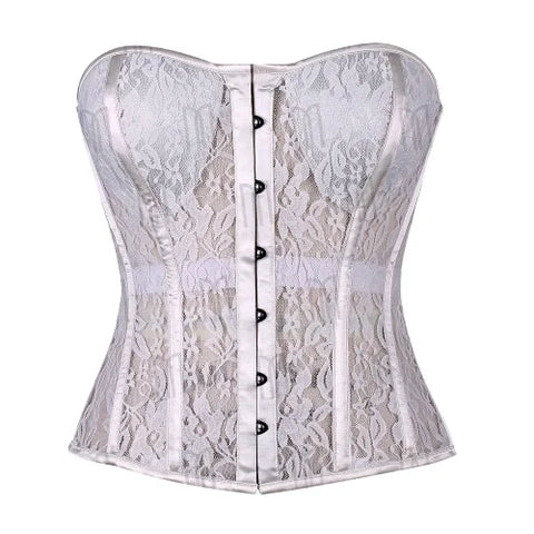 Sheer Lace Overbust Corset with Satin Fabric for a Refined Silhouette image 10
