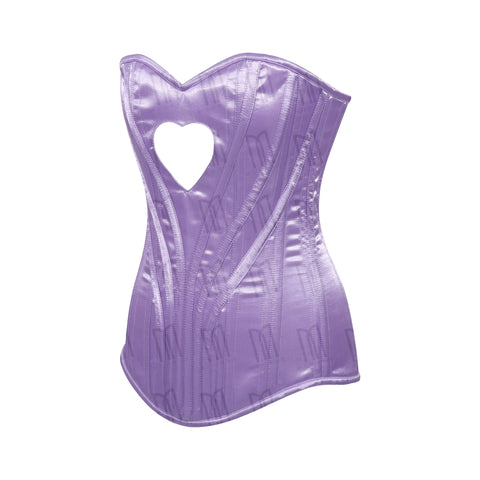 Elegant 3-Layer Satin Heart Shape Overbust Corset with Spiral Steel Boning and Silver Zipper image 4