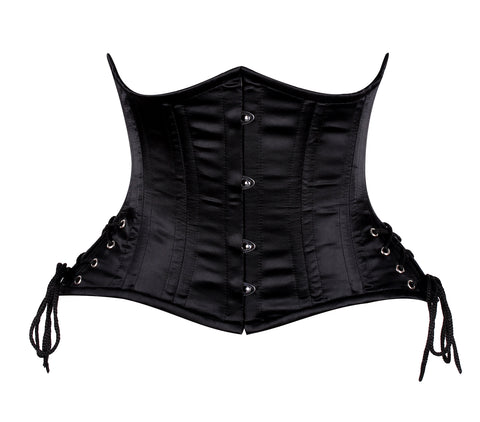 Elegant and Sculpting Curvy Satin Underbust Corset with Side Lace-Up Panels – Waist Shaping Corset