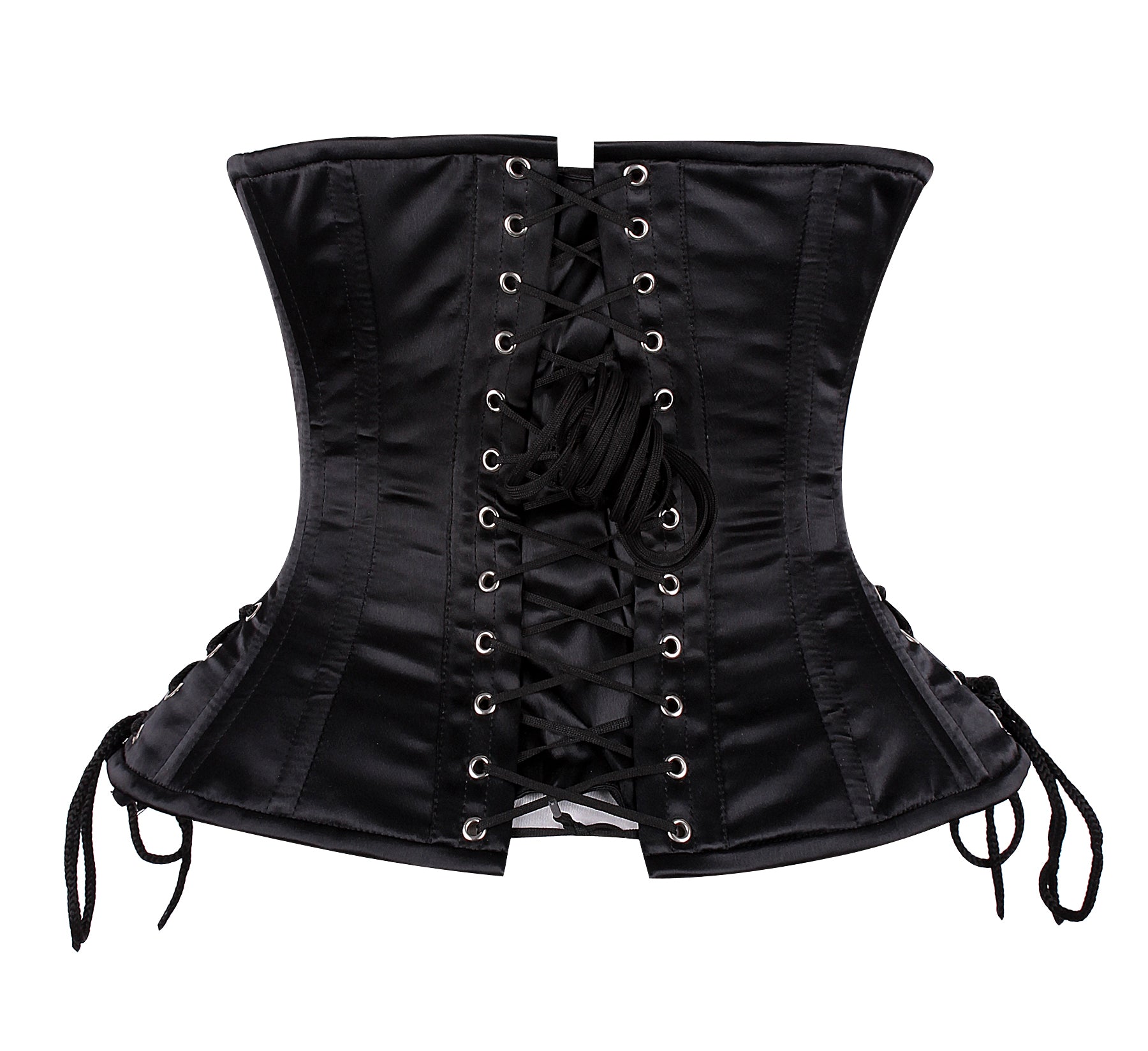 Elegant and Sculpting Curvy Satin Underbust Corset with Side Lace-Up Panels – Waist Shaping Corset