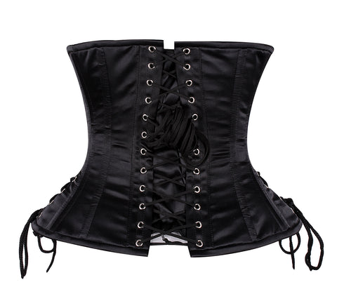 Elegant and Sculpting Curvy Satin Underbust Corset with Side Lace-Up Panels – Waist Shaping Corset