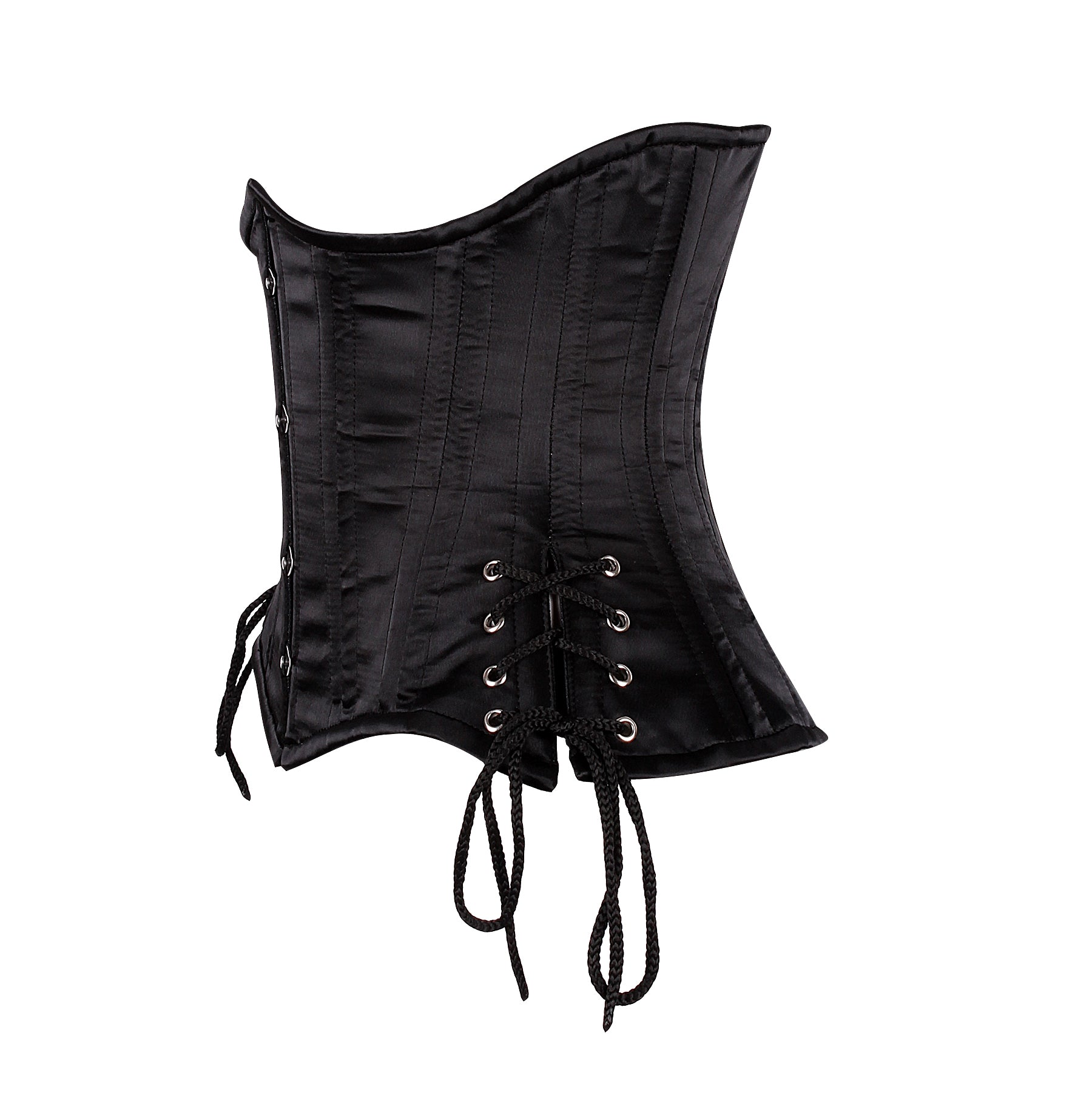 Elegant and Sculpting Curvy Satin Underbust Corset with Side Lace-Up Panels – Waist Shaping Corset