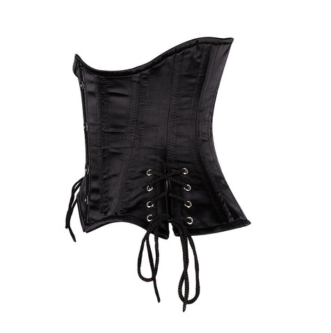 Elegant and Sculpting Curvy Satin Underbust Corset with Side Lace-Up Panels – Waist Shaping Corset