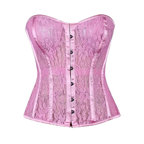 Sheer Lace Overbust Corset with Satin Fabric for a Refined Silhouette image 7