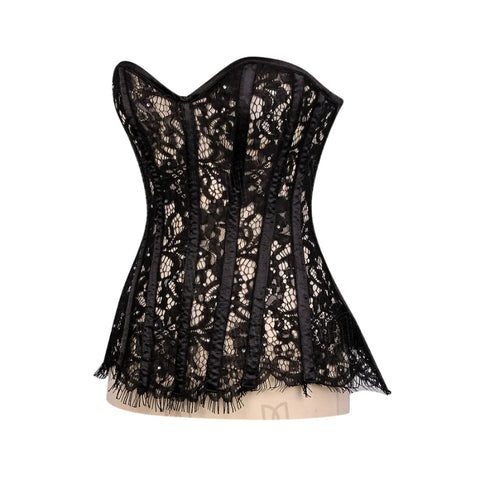 Exquisite and Sparkling Rhinestones Overbust Corset in Sheer Eyelash Lace for a Dazzling Silhouette image 4