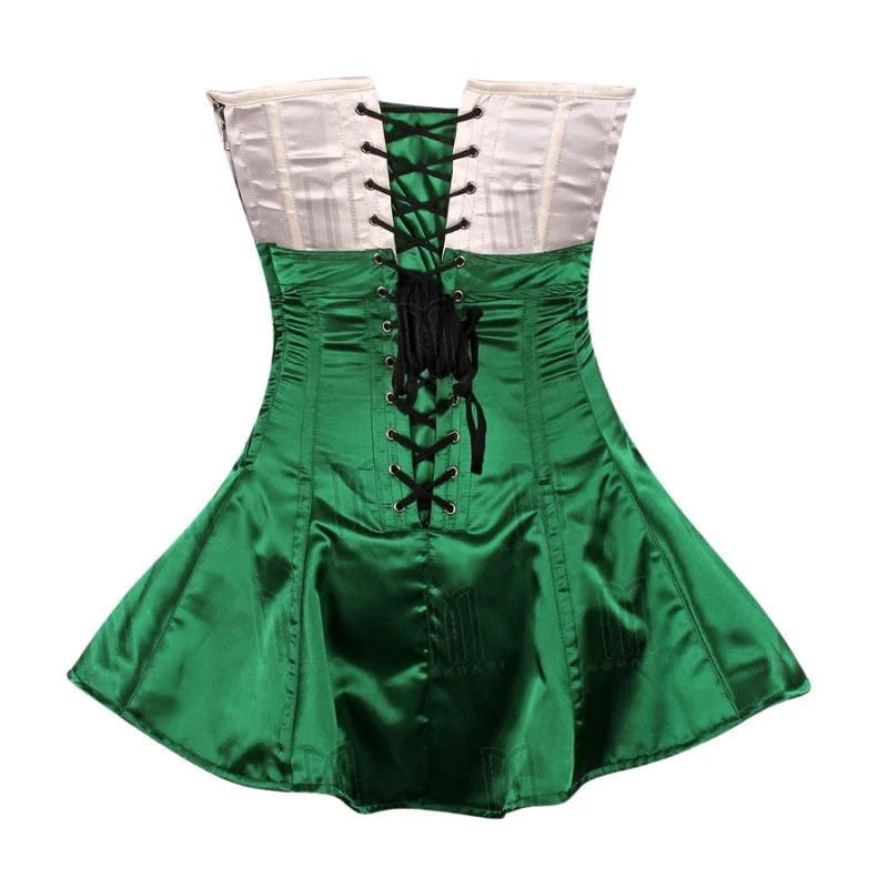 Glamorous Satin Overbust Corset Dress with Rhinestone Buckle Belt for a Stunning Silhouette image 2