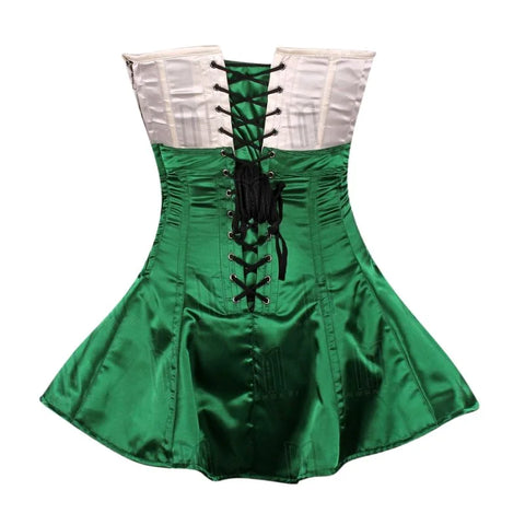 Glamorous Satin Overbust Corset Dress with Rhinestone Buckle Belt for a Stunning Silhouette image 2
