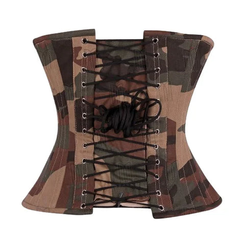 Bold and Structured Camouflage Curvy Underbust Corset for a Flattering Silhouette image 2