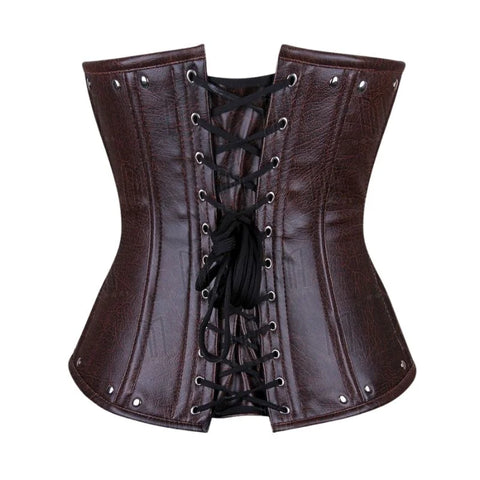 Chic and Structured Faux Leather Underbust Corset with Zipper in Two-Tone Design image 1