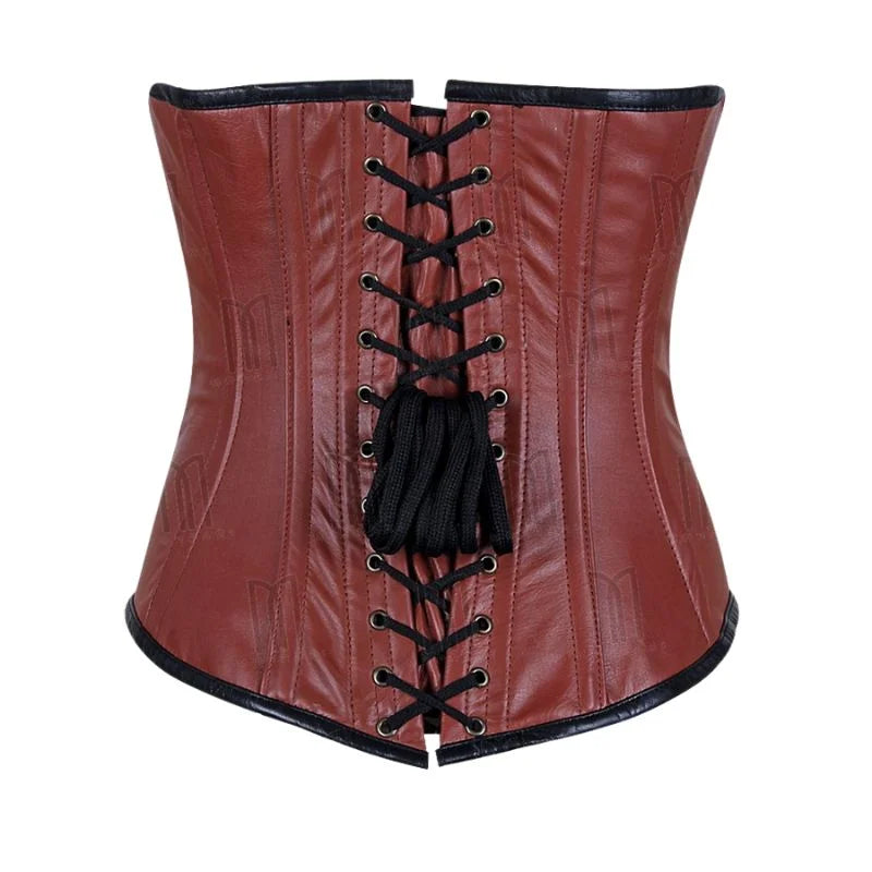 Rugged and Refined Genuine Leather Underbust Corset with Belt and Fashion Pocket for a Distinctive Look image 2