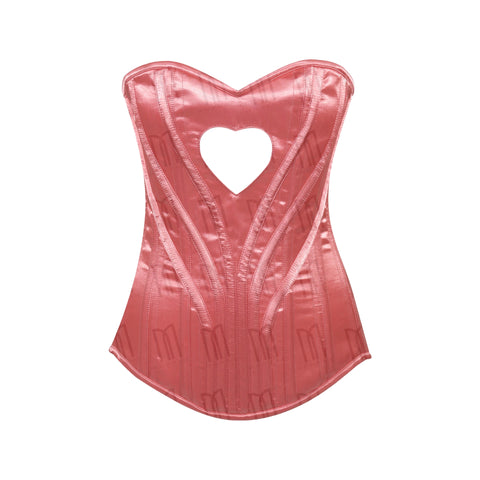 Elegant 3-Layer Satin Heart Shape Overbust Corset with Spiral Steel Boning and Silver Zipper image 8