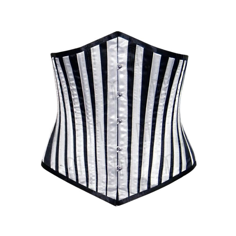 Satin Underbust Corset in Classic Black and White for a Refined Silhouette image 0
