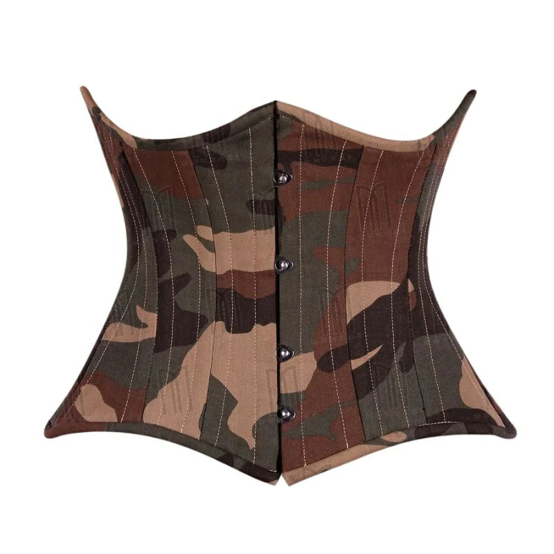 Bold and Structured Camouflage Curvy Underbust Corset for a Flattering Silhouette image 0