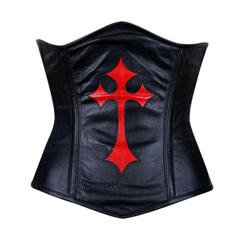 3 Layer Genuine Leather Under bust Corset with Cross Symbol image 0