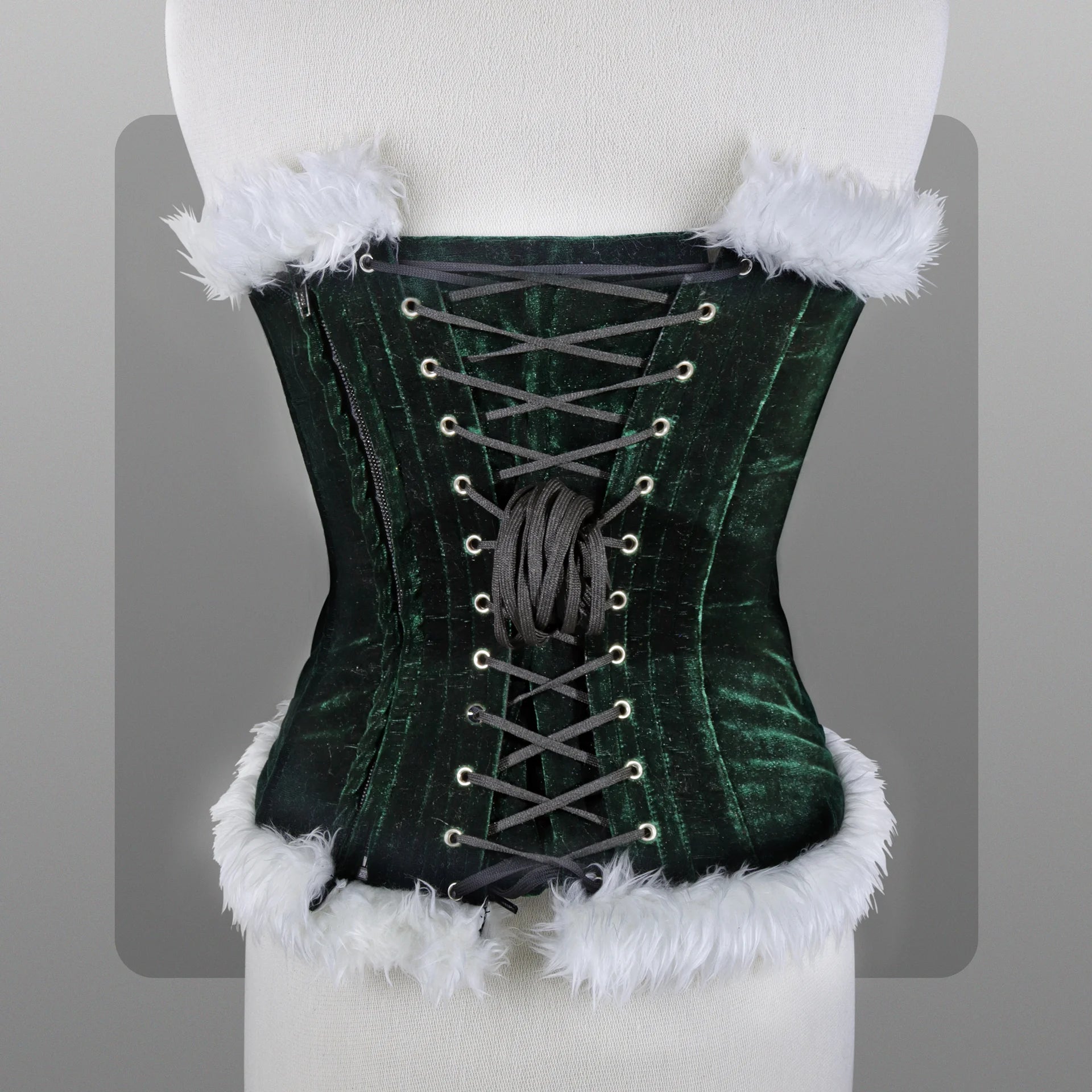 Red Christmas corset top sexy lingerie with white feather trimming heart cutout Overbust renaissance bustier Santa Claus costume for women image 6