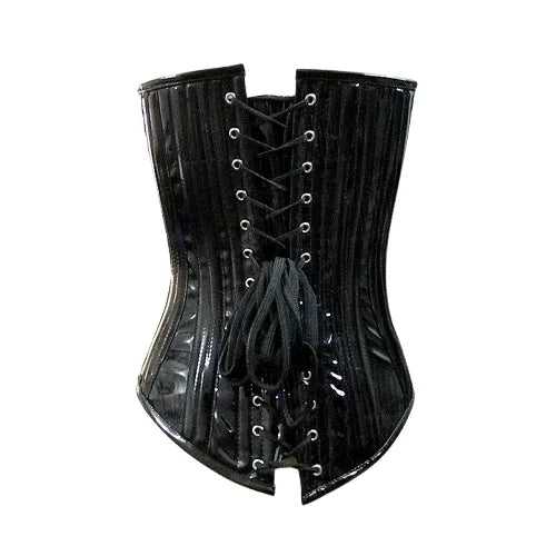 Luxe 3-Layer Steel Boned Patent Leather Deep Plunge Overbust Corset image 1