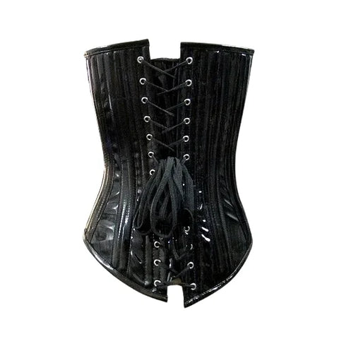Luxe 3-Layer Steel Boned Patent Leather Deep Plunge Overbust Corset image 1