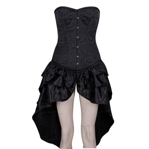 Elegant Satin Overbust Bustle Corset Dress in Luxurious Brocade for a Stunning Look image 2