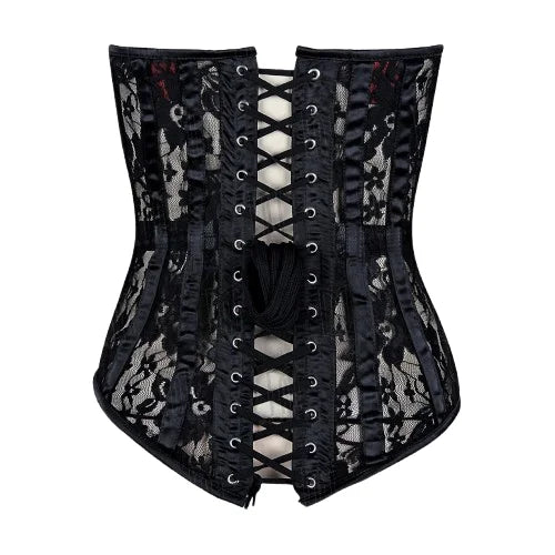 Sheer Lace Overbust Corset with Satin Fabric for a Refined Silhouette image 5