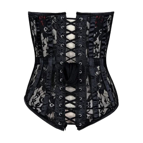 Sheer Lace Overbust Corset with Satin Fabric for a Refined Silhouette image 5