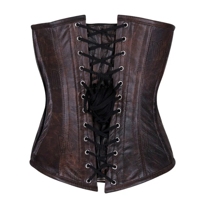 Genuine Leather Underbust Corset with Buckle Straps for a Bold Look image 2