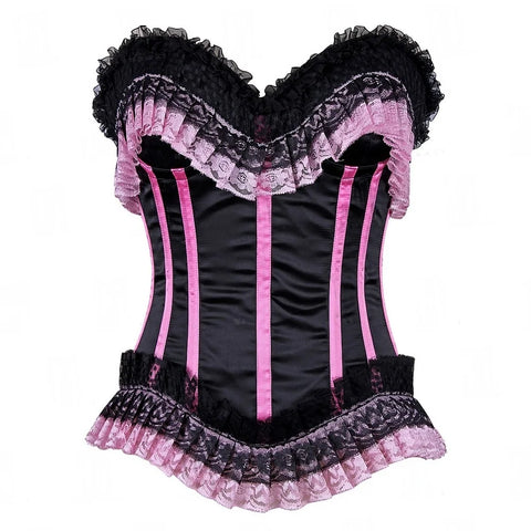 Satin Over bust Underwire Cup corset with Lace Frills. image 0