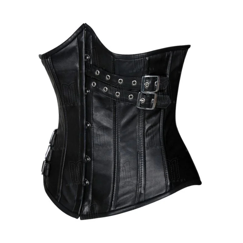 Genuine Leather Corset with Fashion Buckles for Gothic Style