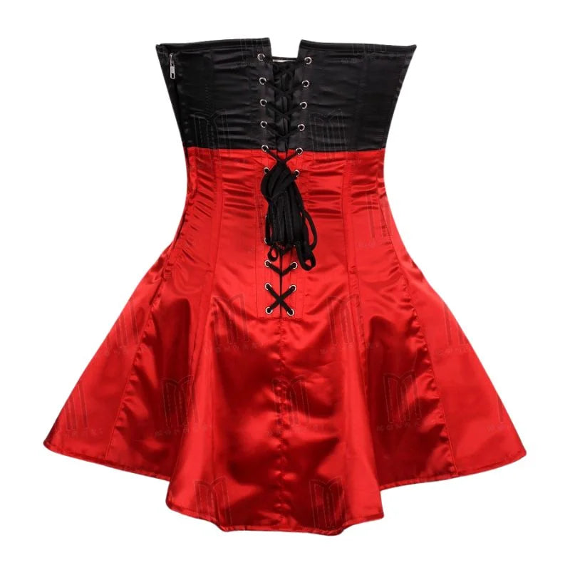 Playful and Elegant Minnie Mouse Corset Dress in Satin with Gold Button Accents image 2