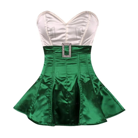 Glamorous Satin Overbust Corset Dress with Rhinestone Buckle Belt for a Stunning Silhouette image 4