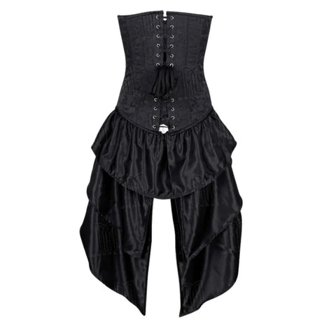 Elegant Satin Overbust Bustle Corset Dress in Luxurious Brocade for a Stunning Look image 1