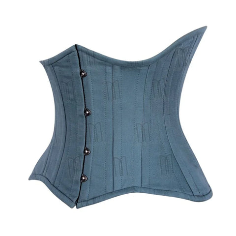 Elegant and Supportive: Curvy Cotton Underbust Corset in Teal for a Perfect Fit image 1