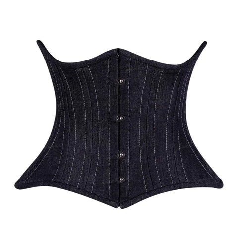 Stylish and Structured Denim Curvy Underbust Corset in Dark Blue for a Flattering Silhouette image 0
