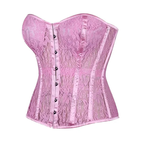 Sheer Lace Overbust Corset with Satin Fabric for a Refined Silhouette image 8