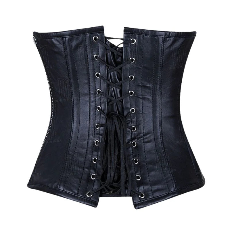 3 Layer Genuine Leather Under bust Corset with Cross Symbol image 2