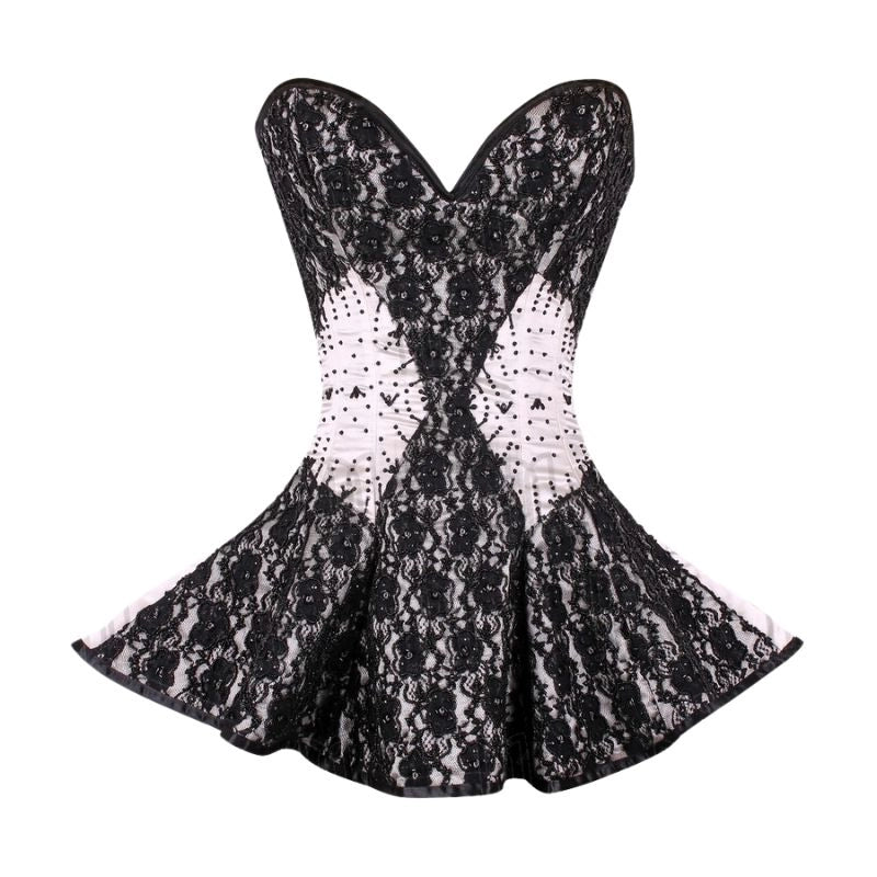 Elegant and Timeless Embroidered Bridal Overbust Corset Dress in Satin for a Perfect Wedding Look image 0