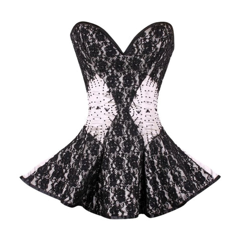 Elegant and Timeless Embroidered Bridal Overbust Corset Dress in Satin for a Perfect Wedding Look image 0