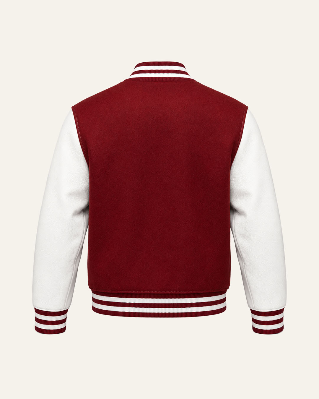 Mohrazi Men's Premium Red Varsity Jacket Wool Body White Leather Sleeves