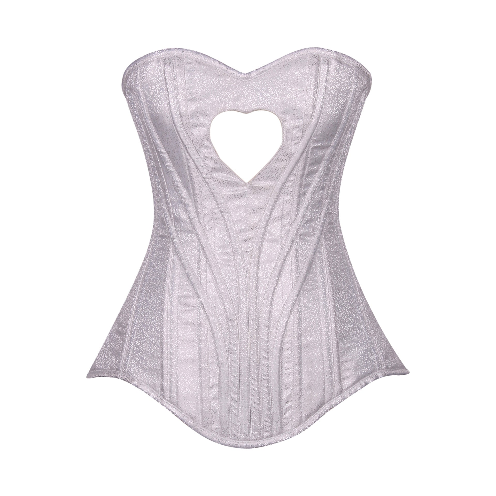 Heart Shape Brocade Overbust Corset with Spiral Steel Boning and Silver Zipper – Waist Shaping Corset
