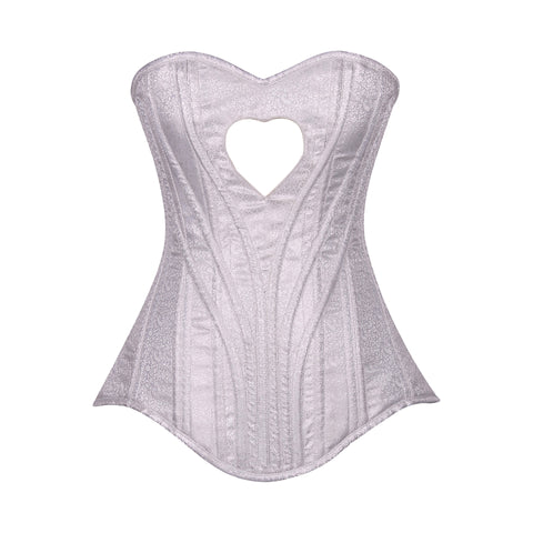 Heart Shape Brocade Overbust Corset with Spiral Steel Boning and Silver Zipper – Waist Shaping Corset