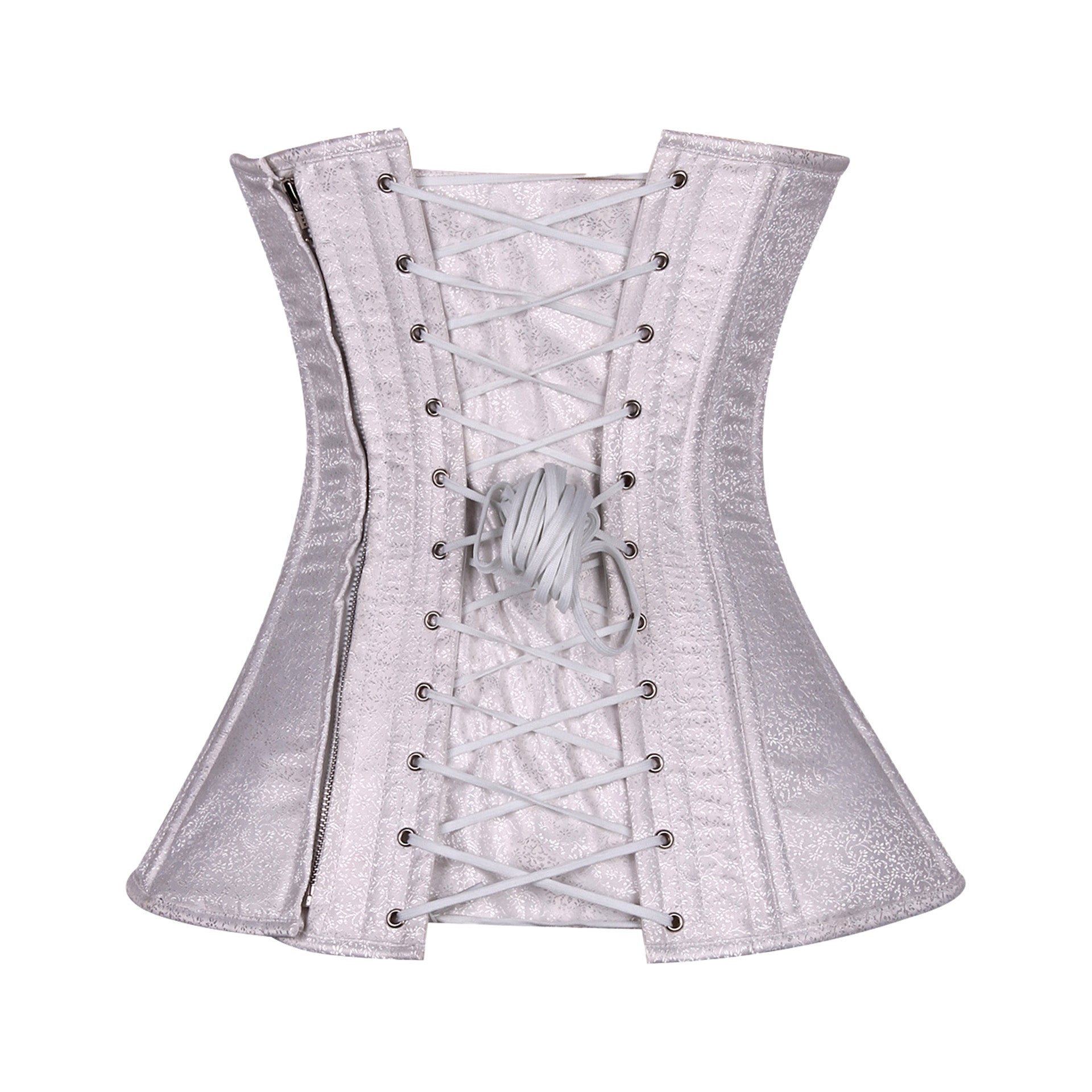 Heart Shape Brocade Overbust Corset with Spiral Steel Boning and Silver Zipper – Waist Shaping Corset