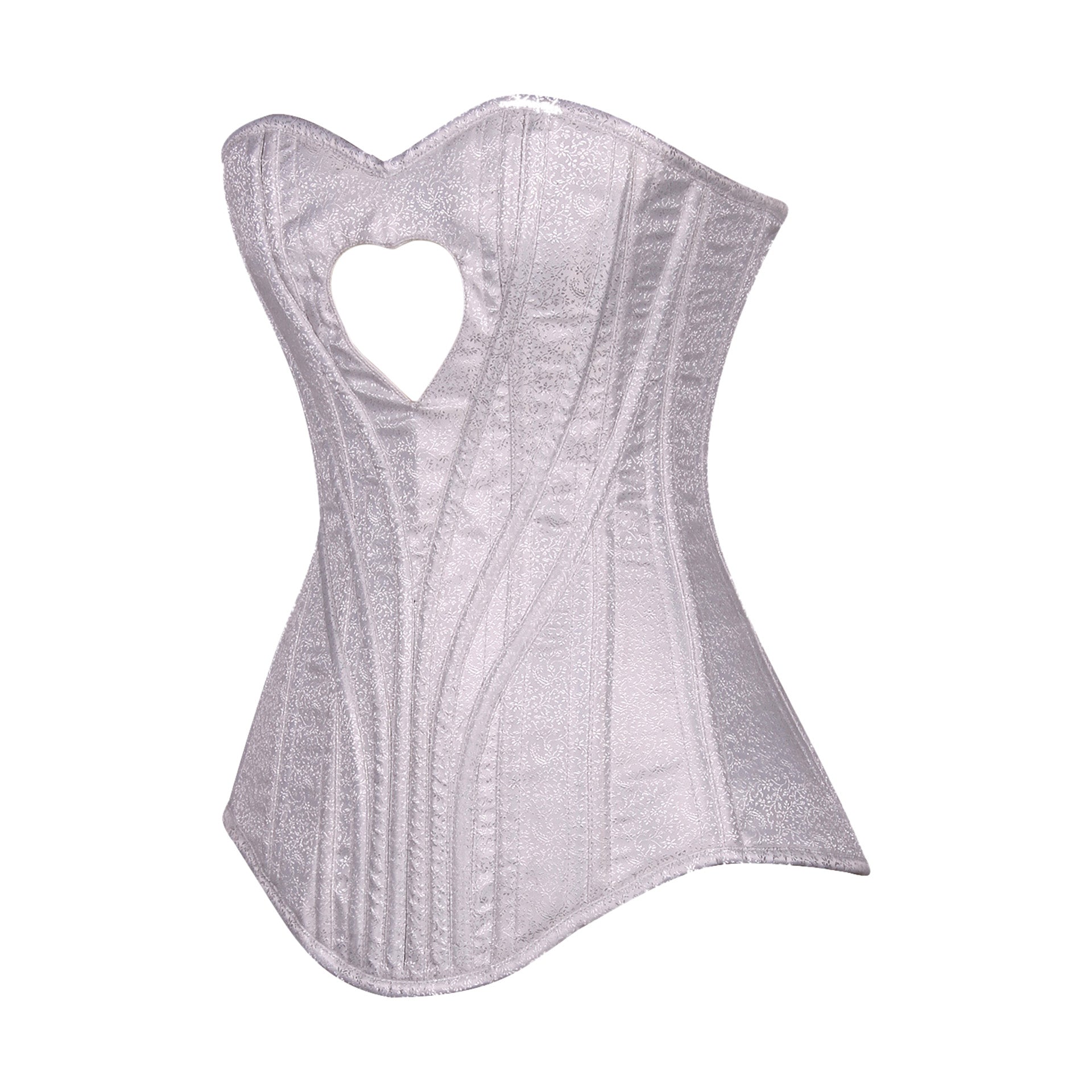 Heart Shape Brocade Overbust Corset with Spiral Steel Boning and Silver Zipper – Waist Shaping Corset