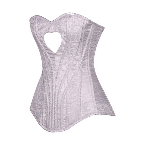 Heart Shape Brocade Overbust Corset with Spiral Steel Boning and Silver Zipper – Waist Shaping Corset