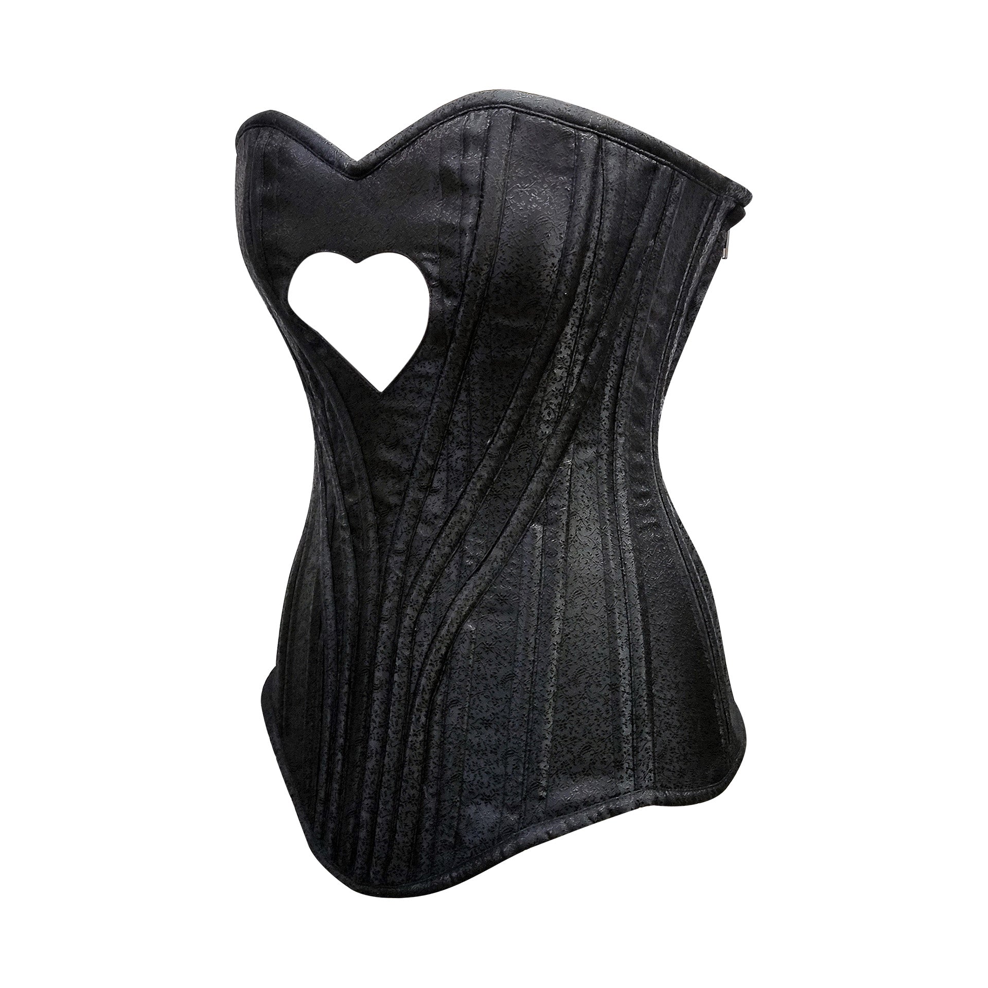 Heart Shape Brocade Overbust Corset with Spiral Steel Boning and Silver Zipper – Waist Shaping Corset