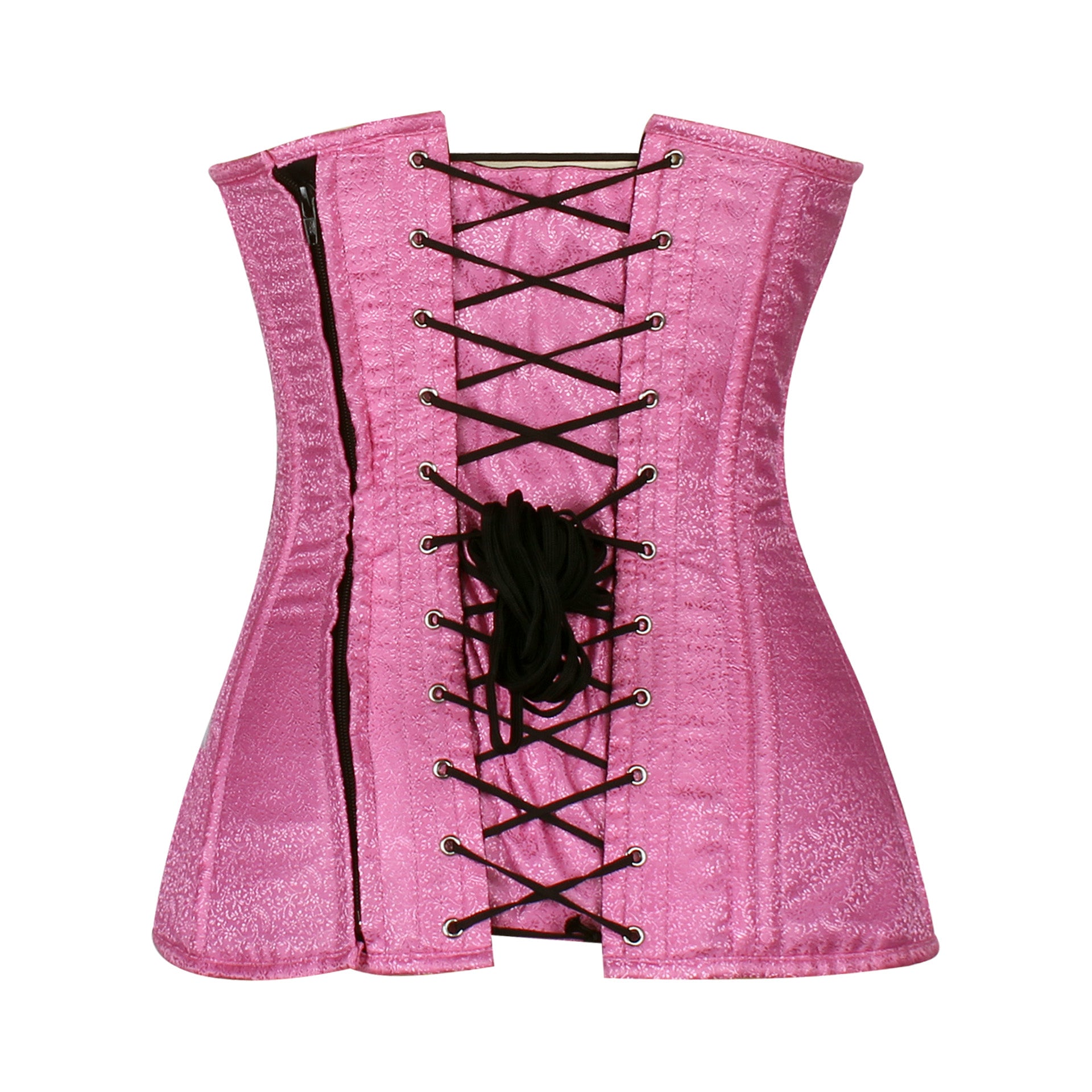 Heart Shape Brocade Overbust Corset with Spiral Steel Boning and Silver Zipper – Waist Shaping Corset