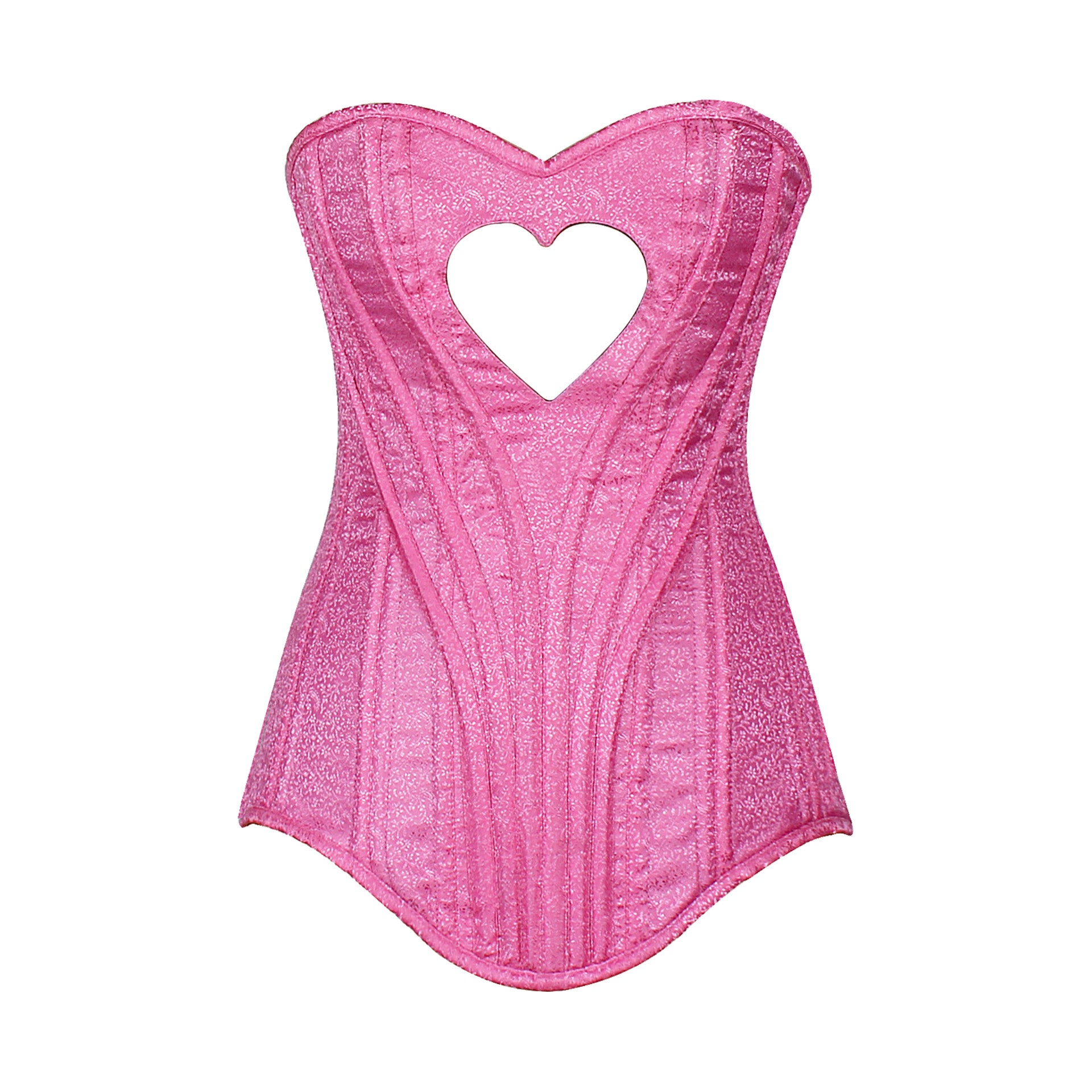 Heart Shape Brocade Overbust Corset with Spiral Steel Boning and Silver Zipper – Waist Shaping Corset